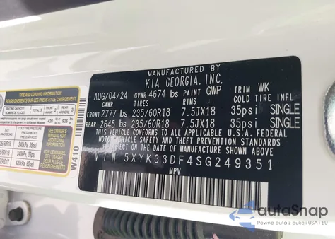 2025 Kia Sportage Ex из США, поврежденный, VIN 5XYK33DF4SG249351